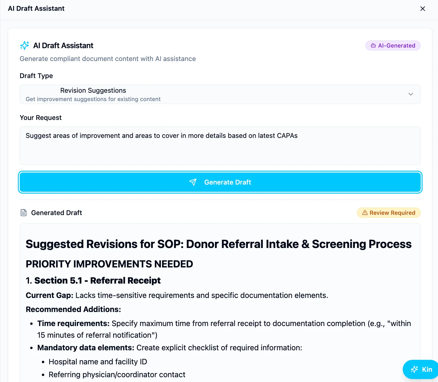 AI Smart Assist™ in Kintavo — product screenshot